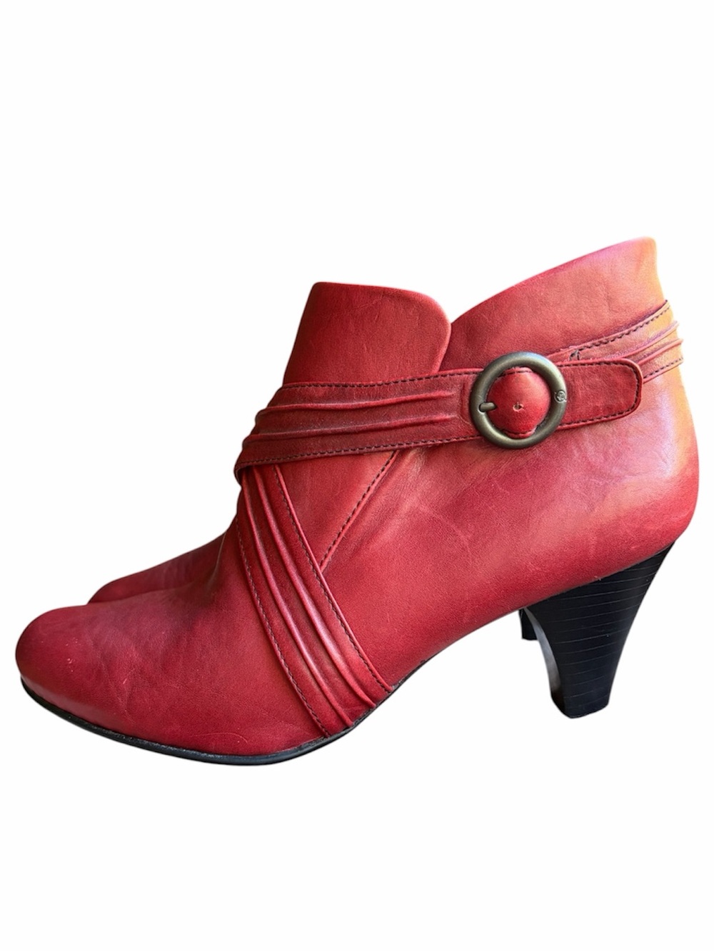 Born Crown Biddy Crimson Red Leather Ankle Boots Size 11 - Picture 2 of 9